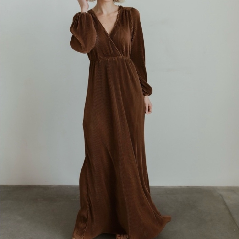 Baltic Born Brown/Copper Long Sleeve Maxi Dress